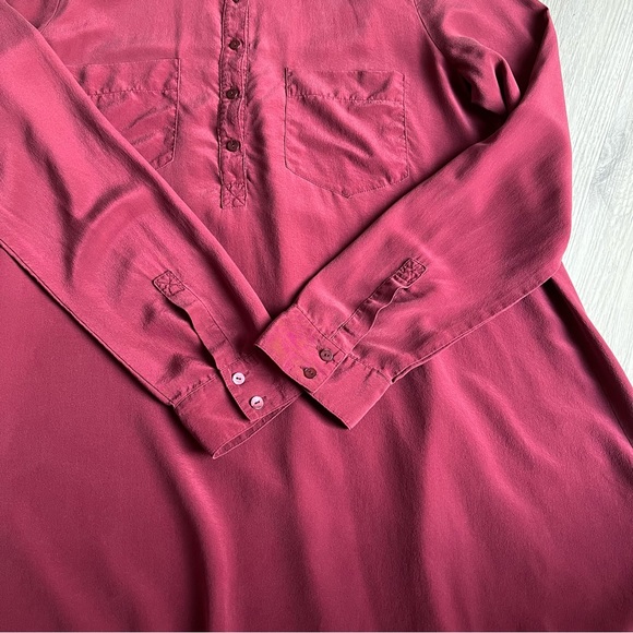 Eileen Fisher Silk Small Burgundy/Maroon Blouse Shirt - Picture 6 of 16
